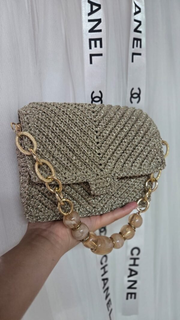 Shiny Hand Knitted Mini Bag - Image 2