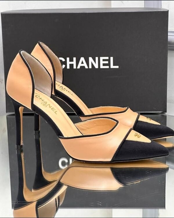 Chanel Beige Black High Heels - Image 3