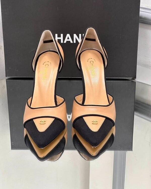 Chanel Beige Black High Heels