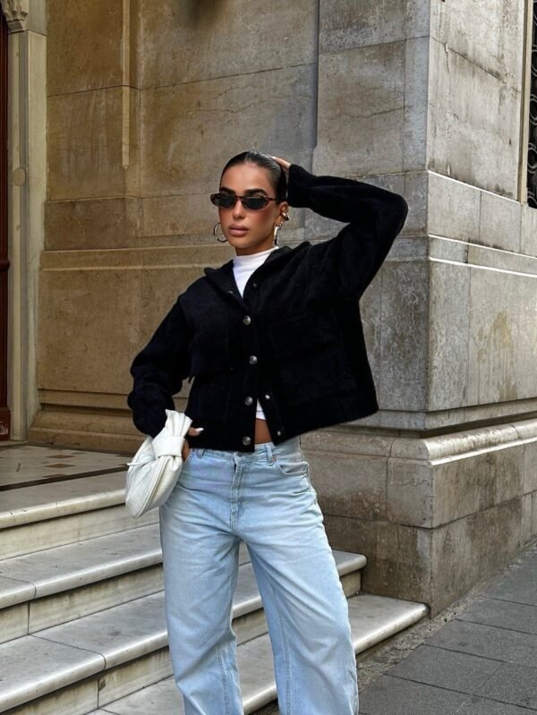 Hooded Cotton Knit Cardigan - Image 6