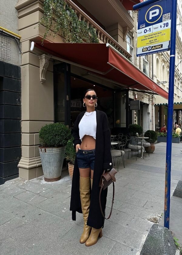 Belted Long Knitted Cardigan - Image 7