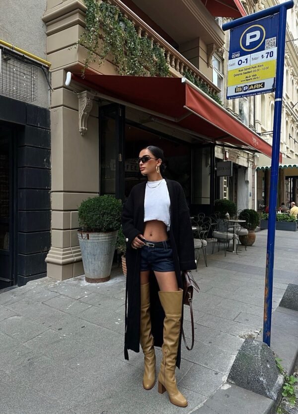 Belted Long Knitted Cardigan - Image 6