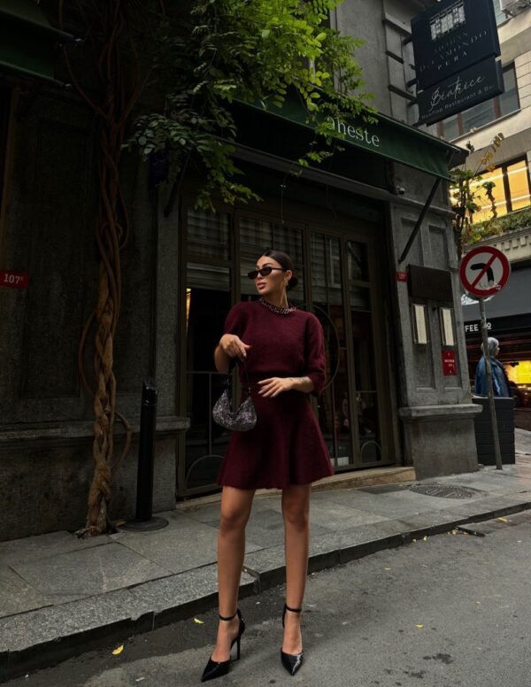 Stone Detailed Knit Skirted set - Image 7
