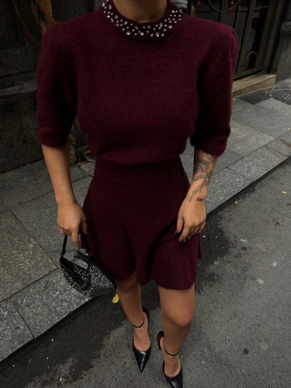 Stone Detailed Knit Skirted set - Image 5