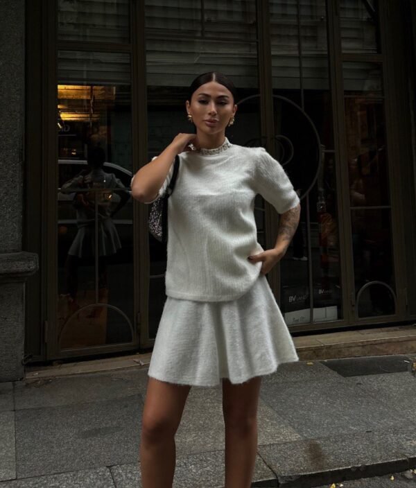 Stone Detailed Knit Skirted set