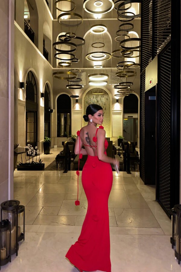 Dominic Red Long Dress - Image 3
