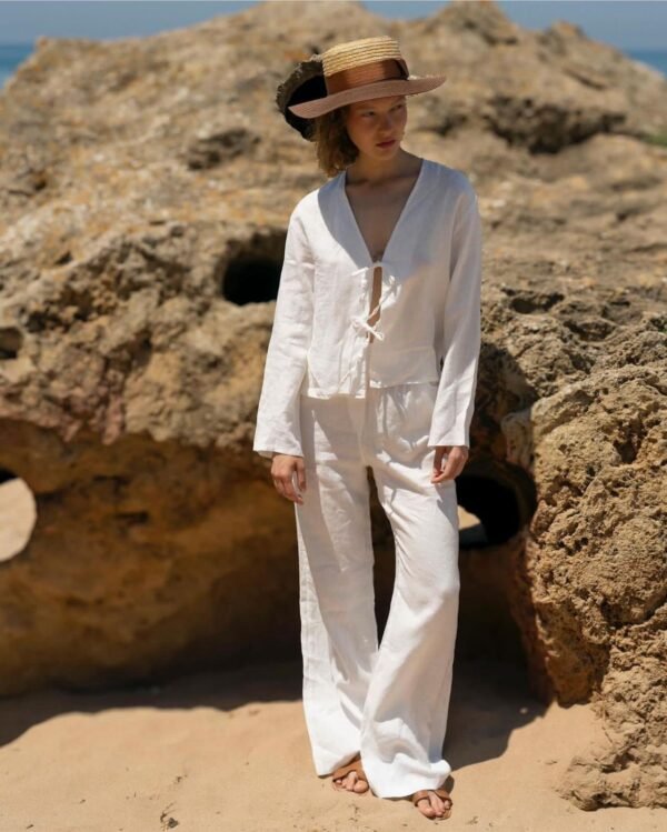 Linen Two Piece White Suit