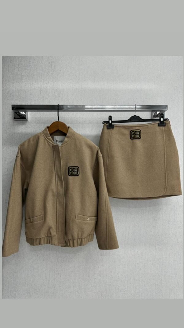 Miu Miu Burgundy Jacket Skirt Set - Image 2
