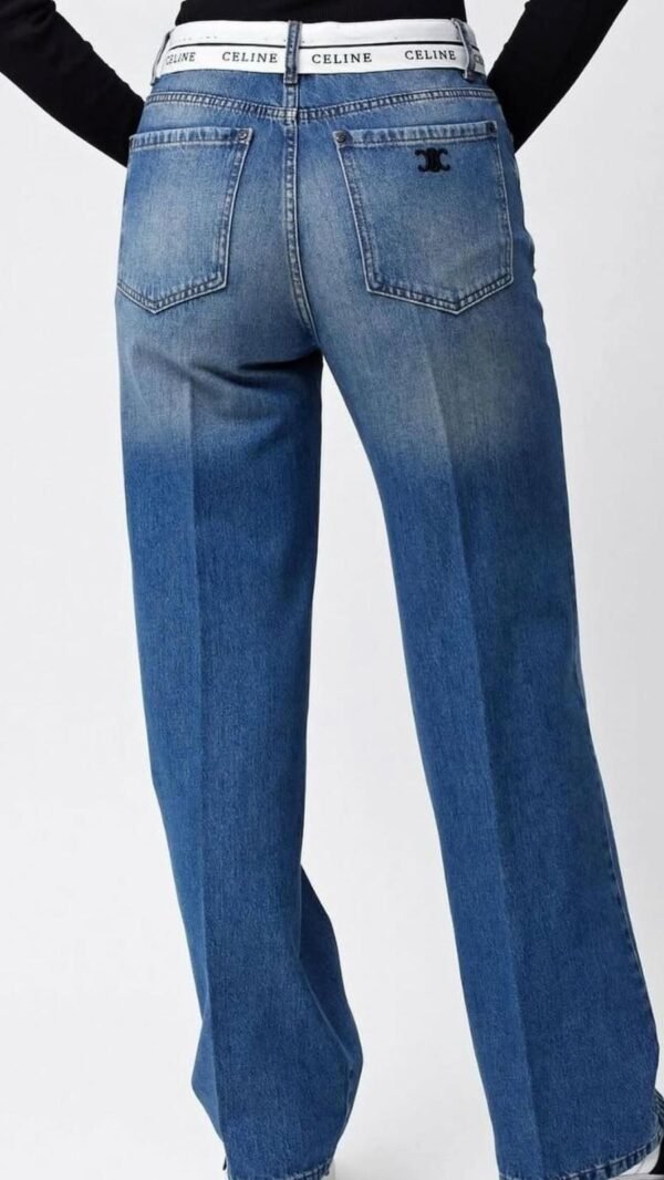 Celine Waist White Detail Straight Jeans - Image 2