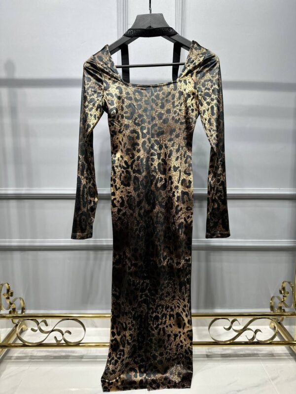 Dolce Gabbana Velvet Fabric Leopard Print Dress