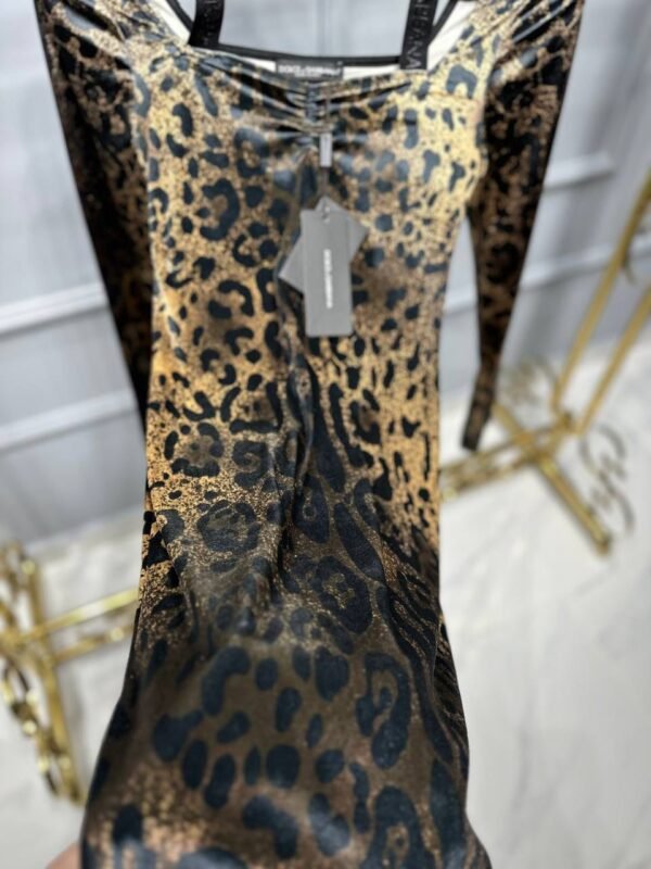 Dolce Gabbana Velvet Fabric Leopard Print Dress - Image 2