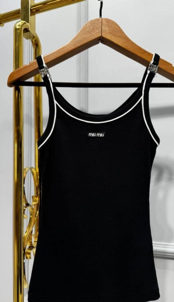 Miu Miu Stripe Trim Cashmere Tank Top - Image 4