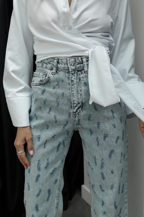 Scratch Textured Straight Jeans - Image 2