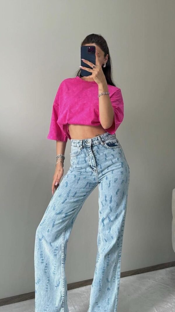 Scratch Textured Straight Jeans - Image 3