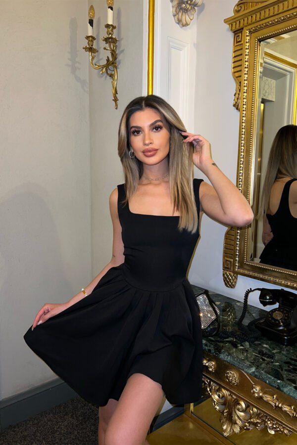 Eva Black Mini Dress - Image 2