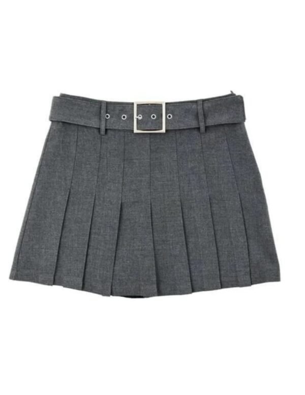 Grey Pleated Mini Skirt