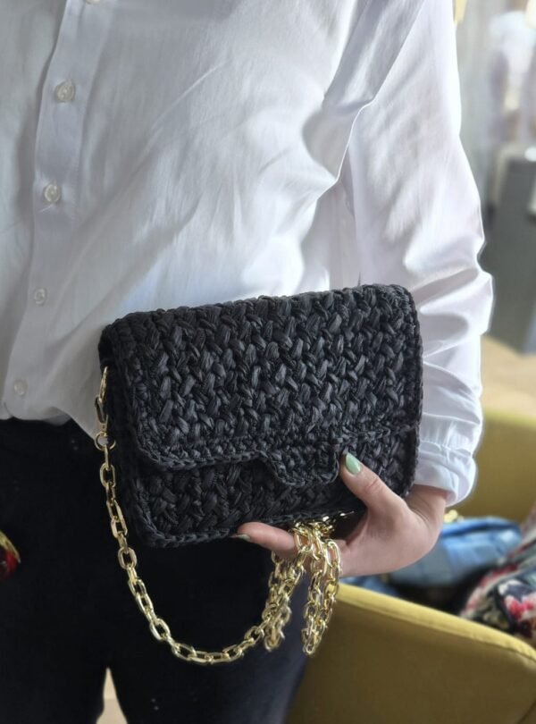 Shiny Knitted Black Mini Bag