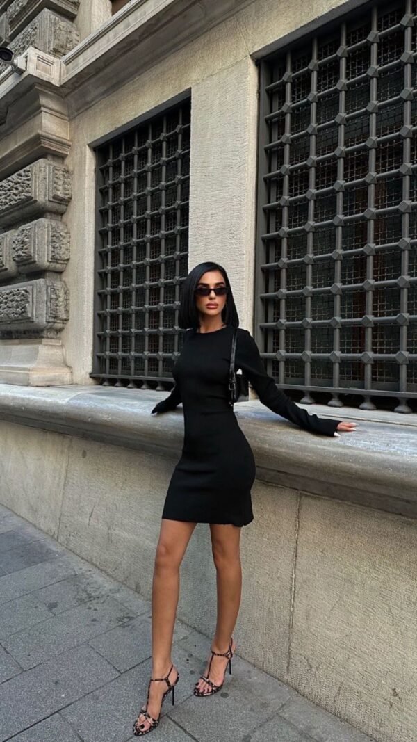 Black Mini Dress With Backless - Image 3