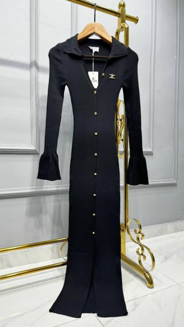 Elegant Knitted Long Black Dress