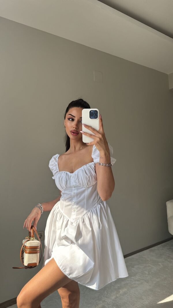 White Mini Shirt Dress - Image 4