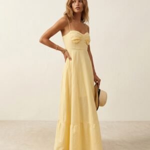 Thin Straps And Ruffle Detail Long Dress