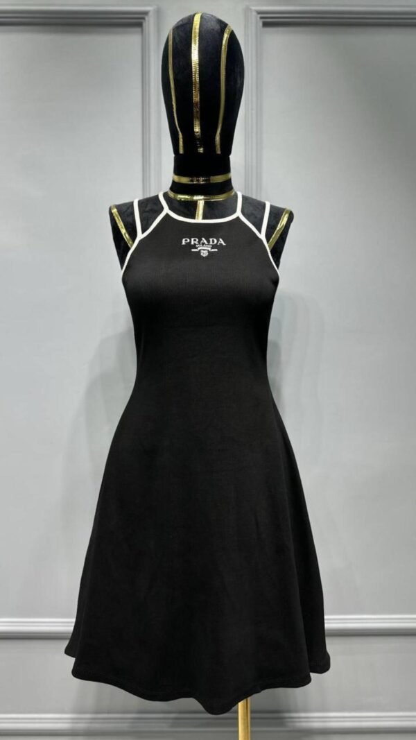 Prada Ribbed Flared Black Dress