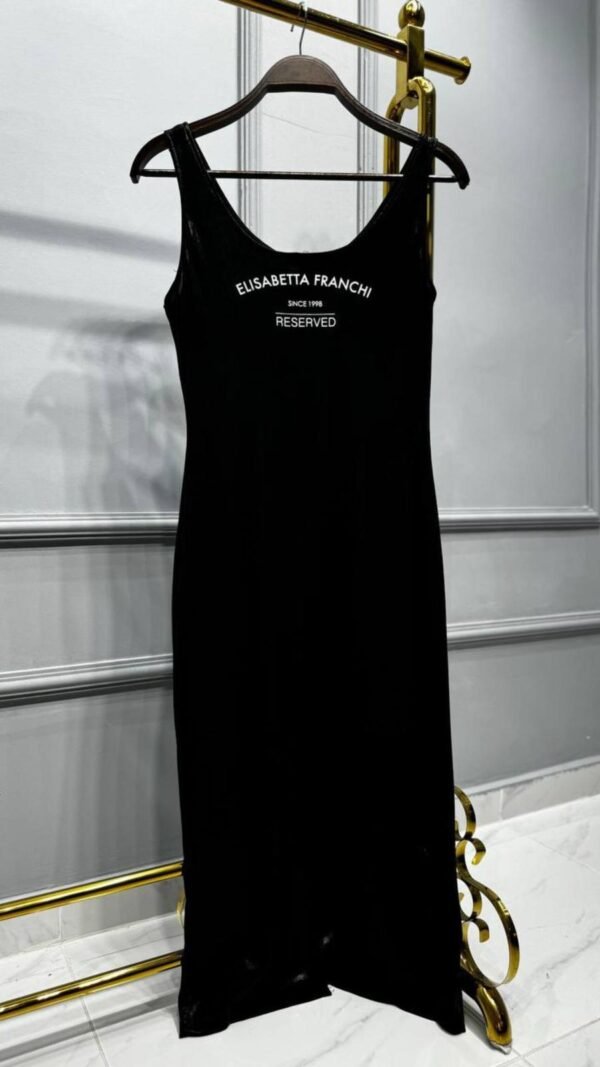 Elisabetta Franchi Black Shiny Fabric Long Dress