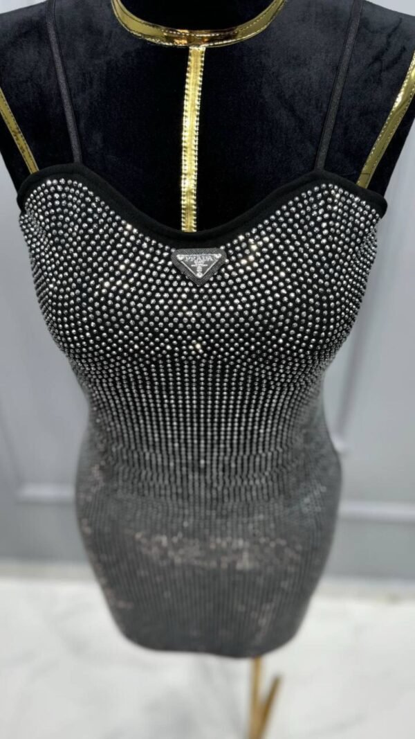 Prada Rhinestone Black Short Dress - Image 2