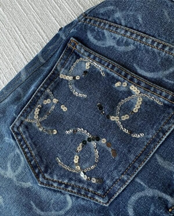 Chanel 23b CC Wide Leg Jeans - Image 2