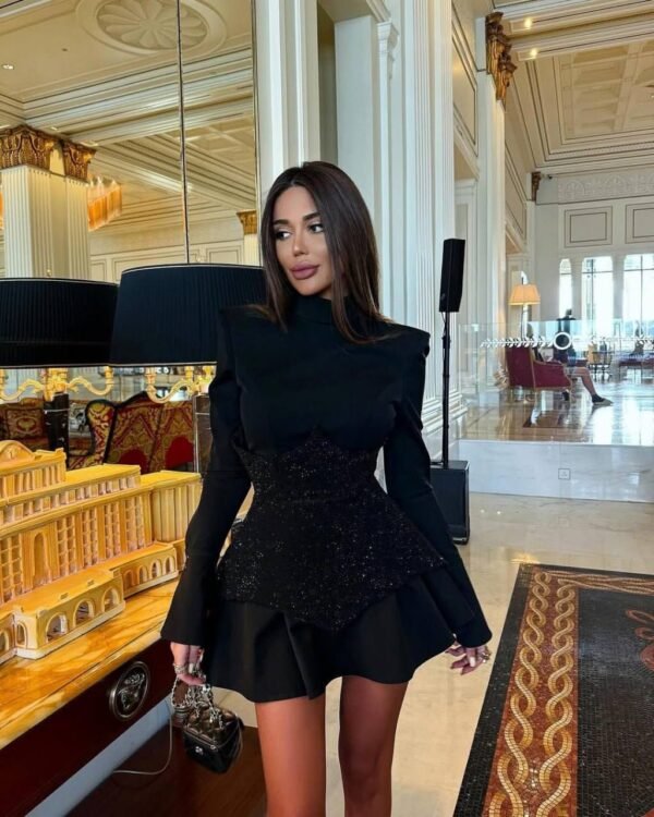 Chic Shiny Sequin Patchwork Mini dress - Image 4