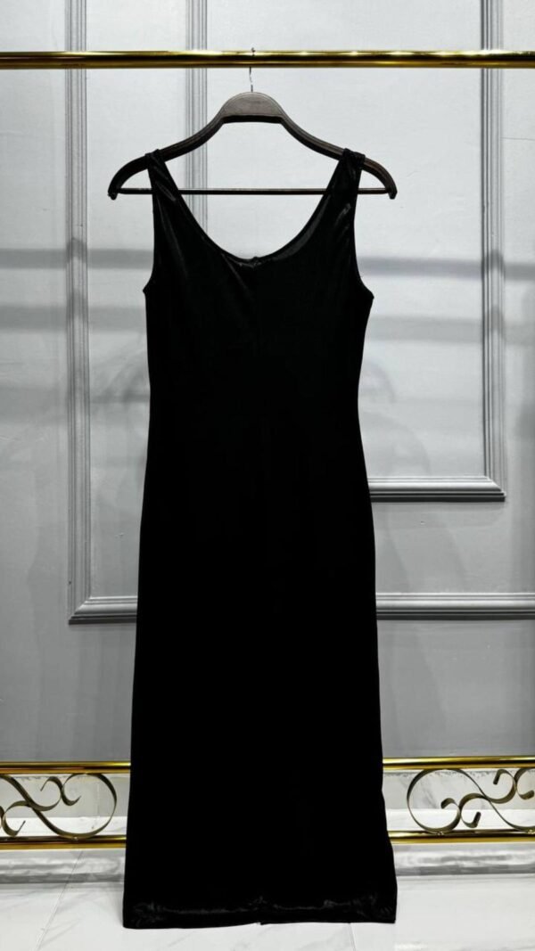 Elisabetta Franchi Black Shiny Fabric Long Dress - Image 2