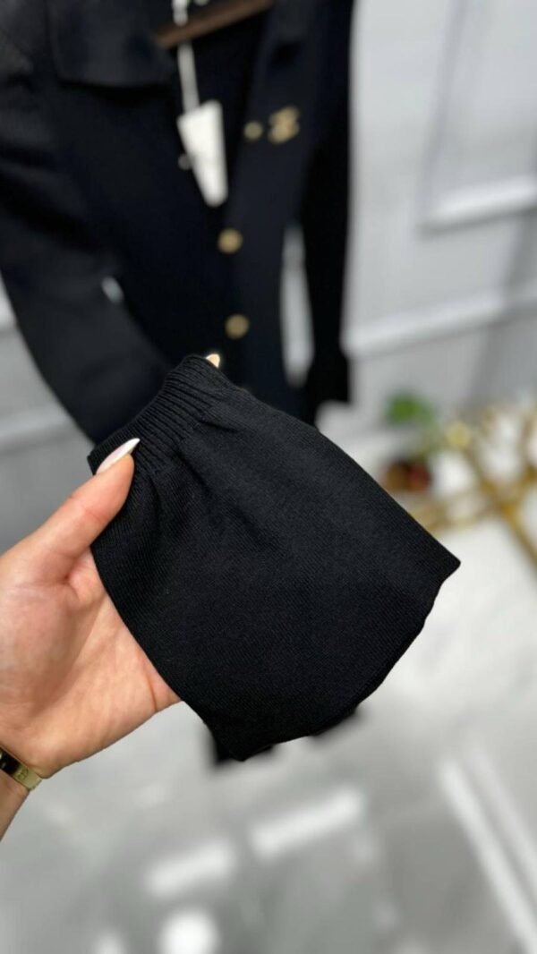 Elegant Knitted Long Black Dress - Image 3