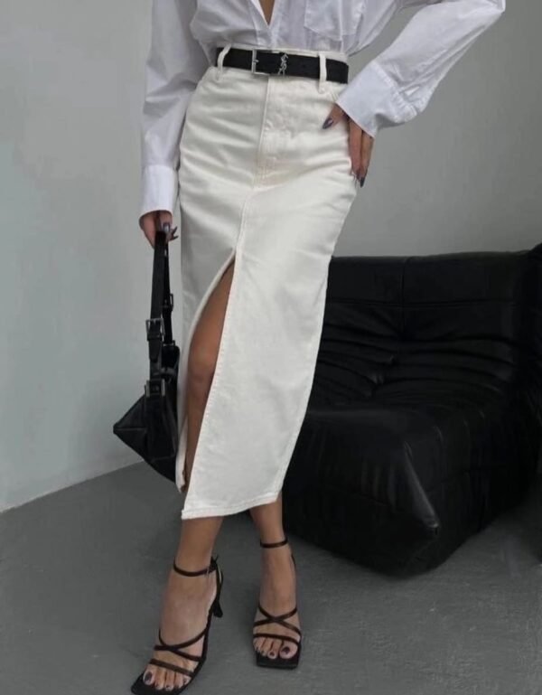 White Denim Skirt