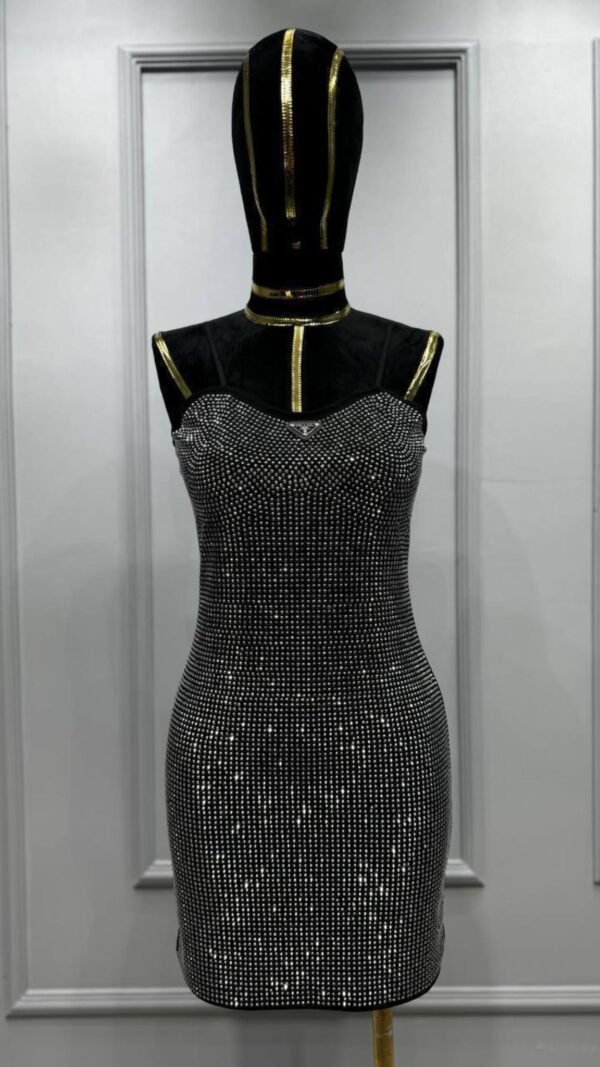 Prada Rhinestone Black Short Dress
