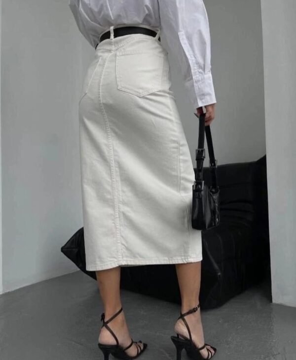 White Denim Skirt - Image 2