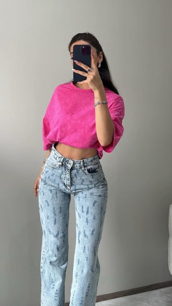 Scratch Textured Straight Jeans - Image 4