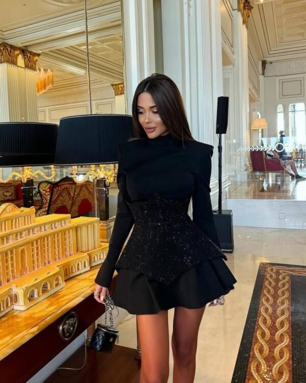 Chic Shiny Sequin Patchwork Mini dress - Image 5