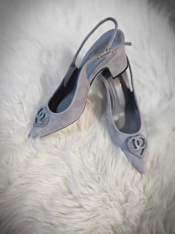 Chanel Grey Kitten Heeled Shoes