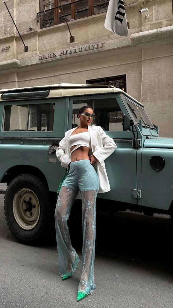 Glittery Trousers With Tulle Detail - Image 3