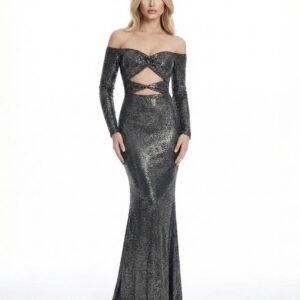 Sequined Cut-Out Off-Shoulder Long Dress