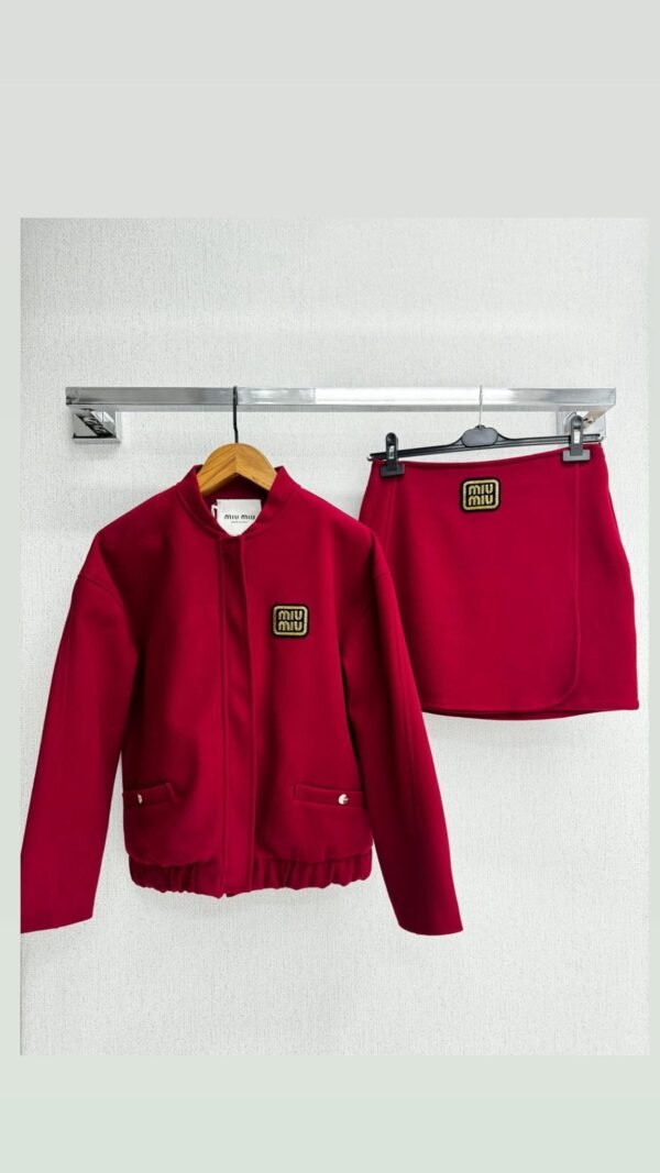 Miu Miu Burgundy Jacket Skirt Set