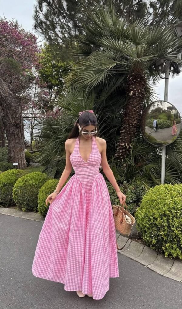 Plaid Print Long Dress - Image 2