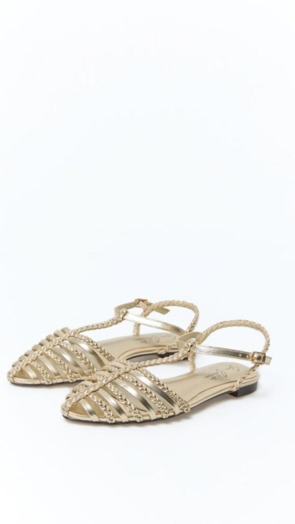 Knitting Detail Gold Sandal