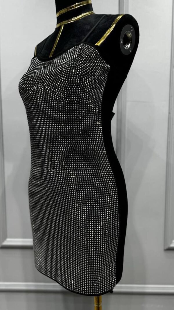 Prada Rhinestone Black Short Dress - Image 3