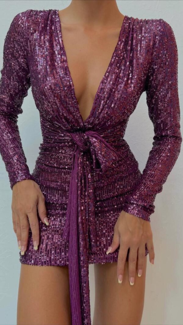 Purple Sequined Mini Dress