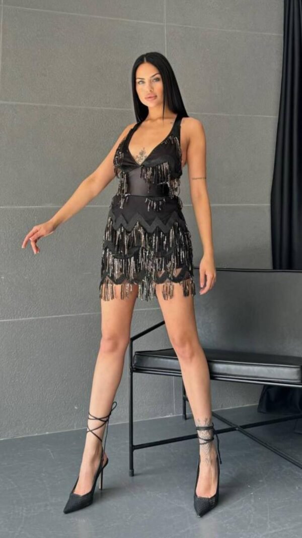 Tassel Sequined Mini Dress - Image 2