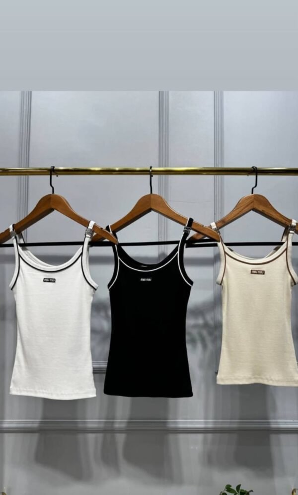 Miu Miu Stripe Trim Cashmere Tank Top