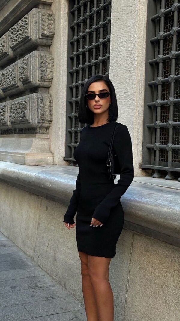 Black Mini Dress With Backless - Image 2