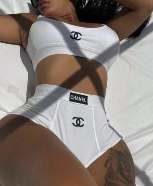 Chanel White 2 Piece Swimsuit - Image 2