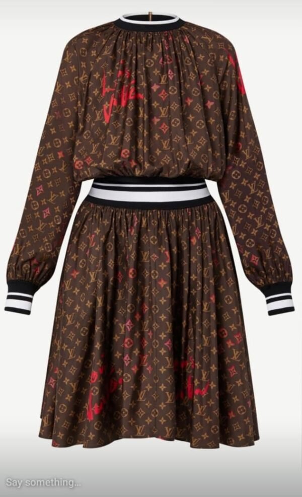 Louis Vuitton Satin Long Sleeve Dress